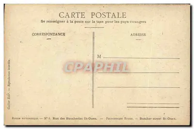 Rouen — Rue des Boucheries — Galilier Wydawca, nr 8 — Rewers