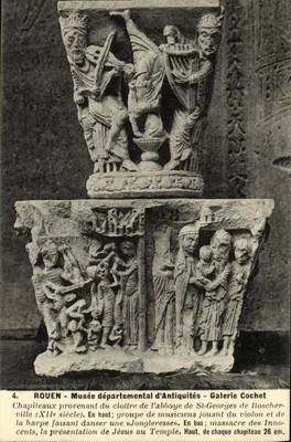 Capitéis do século XII — Museu Departamental de Antiguidades, Rouen — Galeria Cochet