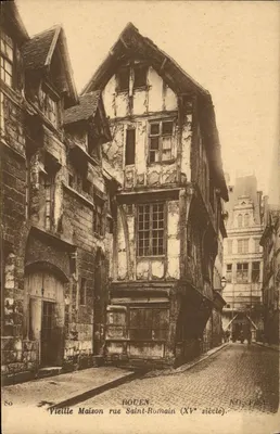 Velha Casa na Rua Saint-Romain (século XV) — Rouen — IMP. PHOT. NEURDIN ET CIE.