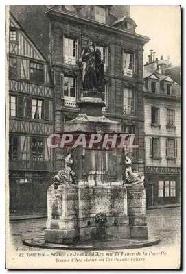Rouen — Estátua de Joana d'Arc na Praça da Donzela — Phototypie Bauldijon, Paris