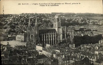 Rouen — A Igreja de São Ouen e Vista geral de Bihorel, tirada da Flecha da Catedral — J. C., edição Rouen