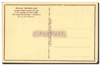 मैसिलॉन स्कूल — पुराना होटल फ्लेबेट — पेरिस IVe — पीछे