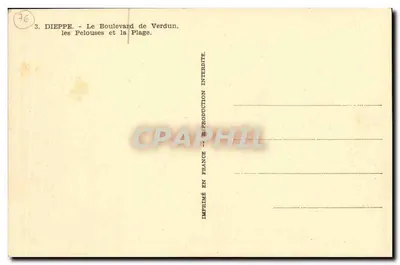 Dieppe — O Boulevard de Verdun, as Gramas e a Praia — Editor L. Dug — Verso