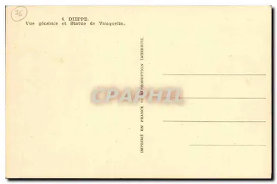 Dieppe — Vista geral e Estátua de Vauquelin — Gougu — Verso