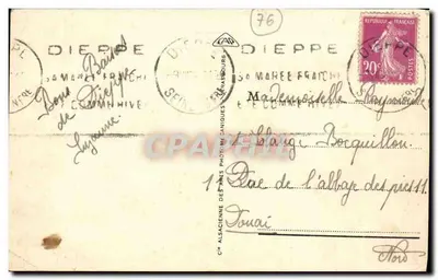 Dieppe - Il Porto — vista del porto con diversi navi — editore Cie Alsacienne des Arts Photographiques, n° 289 — Verso