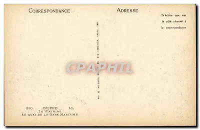 Parowóz w portowym Dieppe — Wydawca: C. Autubelin, Paryż — Rewers