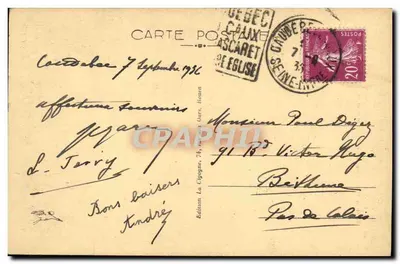 Caudebec-en-Caux — Katedra — Wydawnictwo Paryskie z Calais — Rewers
