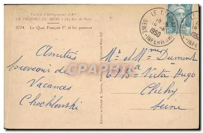 Le Quai François Ier i kajutnicy — Le Treport — Wydawnictwo Héliogravure d'Art, n° 3774 — Rewers