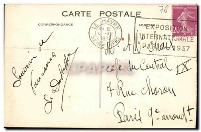Le Havre — Wjazd ogromnego statku "Normandie" do portu w Le Havre — C. M. Le Havre, n°644 — Rewers