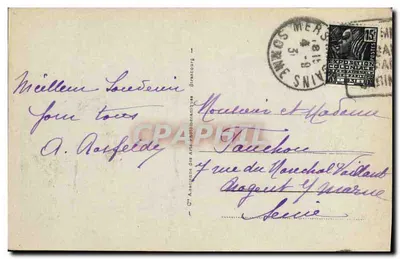 Stara pocztówka Le Treport Quai de la Republique et le Pont Tournant — Rewers