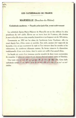 Marselha (Bouches-du-Rhône) — Catedral moderna (fachada principal Leste, antes do término) — Coleção da Solução Pautaubege, 5ª Série — Verso
