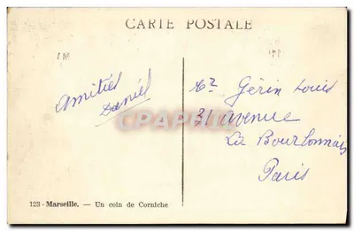 Marseille — Un coin de Corniche — éditeur Cinzarc — Verso