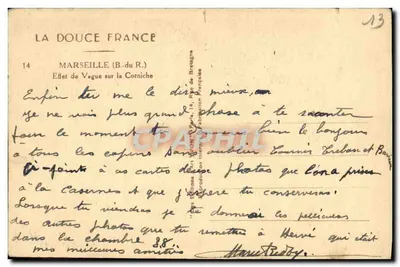 Effet de Vague sur la Corniche — Marseille (B.-du R.) — Éditions La Douce France — Verso