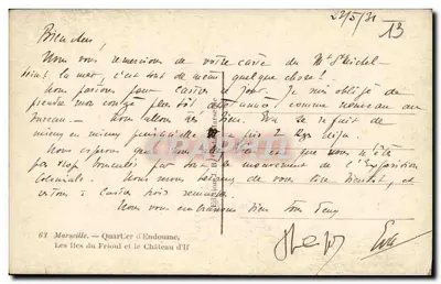 Marseille — Wijk Endoume en het Kasteel d'If — Uitgever C.A.A. — Achterkant