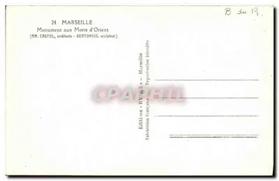 Monumento aos Mortos de Orient — Marselha — Éditions Ryner — Verso