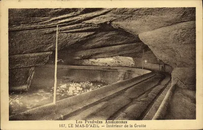 Le Mas-d'Azil — Interior da Gruta — Os Pirineus Ariégeoisos — Ed. Barbe, n° 167