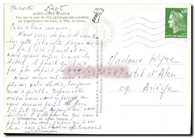 Widok na zatokę Villefranche-sur-Mer — Cap-Ferrat w tle — Wydawnictwo S.E.P.T. — nr 4-232 — Rewers