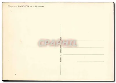 Torpilleiro ALCYON — 1.500 toneladas — Hélio M. Lescuyer, Lyon — Verso