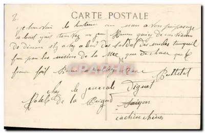 S.S. AMAZONE — Navio postal das Messageries Maritimes — H. Grimaud, 54 rue Marenod - Marseille — Verso