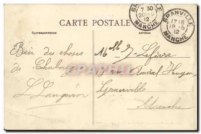 Cherbourg - El almirante Tréhouart en el arsenal — Edición L. Ratti — Reverso