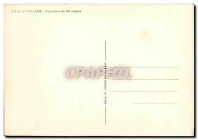 La Bayonnaise — Torpedeiro de 600 toneladas — Hélio M. Lescuyer, Lyon — Verso