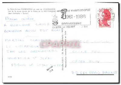 Czolg Clemenceau — Villefranche-sur-Mer — Wydawnictwo S.E.P.T. — Rewers