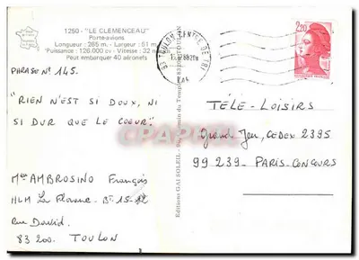 Czolg "Le Clemenceau" — Toulon — Wydawnictwo GAI SOLEIL — Rewers