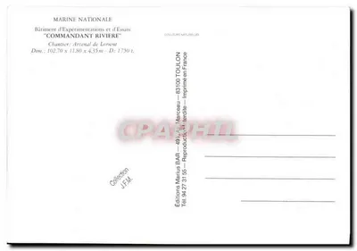 Comandante Riviere — Corveta da Marinha Nacional — Éditions Maritus BAR — Verso