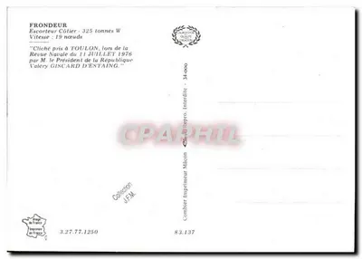 Frondeur — Eskortowy statek morski — Wydawnictwo Combier — Rewers