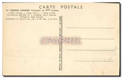 „GEORGES LEYGUES” — Krążownik klasy 2 — Wydawnictwo „La Photo Industrielle et Maritime" — Rewers