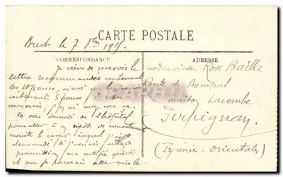 Brest — O Castelo e o "Guichen" (Cruiser protegido) — LL. — Verso