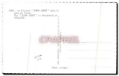 O Couraçado "JEAN-BART" na enseada de Toulon — Editora LYNA, Paris, n° 5203 — Verso