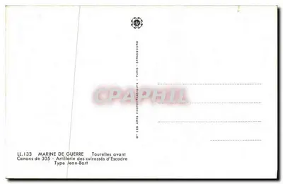Canhões de 305 - Artilharia dos encouraçados de Escadra Tipo Jean-Bart — Editor CAP - LL.133 — Verso
