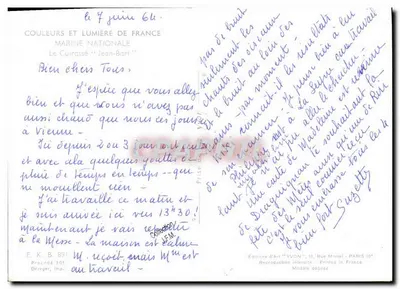 O Couraçado "Jean-Bart" — Marinha Nacional — Edição de Arte YVON — Verso