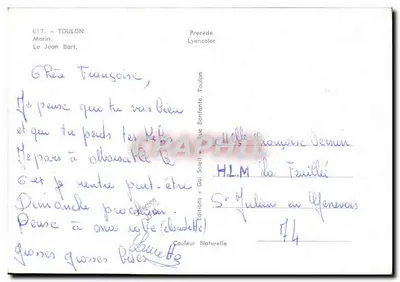 Toulon — Jean Bart — Wydawnictwo Lyoncolor, Toulon, nr G17 — Rewers