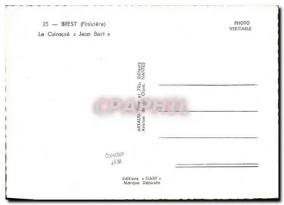 Brest (Finistère) — O Cuirassé « Jean Bart » — Edições ARTAUD Père et Fils, Nantes — Verso