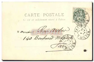 O Jeanne-d'Arc, croiseiro-enrassé, com a bordo o Sr. Loubet, Presidente da República Francesa, durante sua viagem para Argélia e Tunísia (abril de 1903) — A. Bongault — n° 523 — Verso
