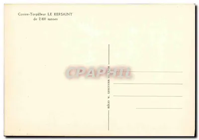 Le Kersaint — contre-torpilleur de 2.400 tonnes — éditeur HÉLIO M. LESCUYER — LIGNY — Verso