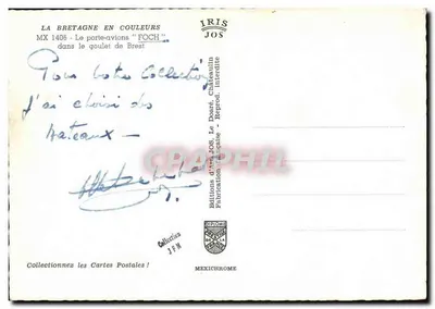 O porta-aviões "FOCH" — no estreito de Brest — Éditions d'Art JOS — Verso