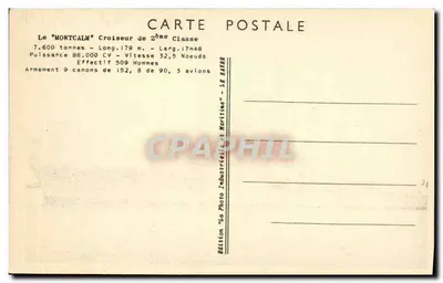 Le Montcalm — Cruiser de 2ª Classe — Edição 'La Photo Industrielle de Maritise' — Verso
