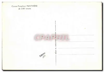Tarjeta postal antigua Barco contra torpedo Pantera — Reverso