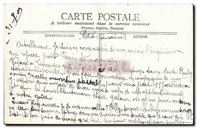 Cherbourg - O "Protet" — vista portuária com navio e barco — editor BORDENES, PARIS — Verso