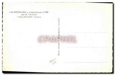 Tarjeta postal semimoderna - Tarjeta postal semimoderna - Bateau Guerre Richelieur Maquette al 1 100 Chevrolet Taillecourt Doubs — Reverso