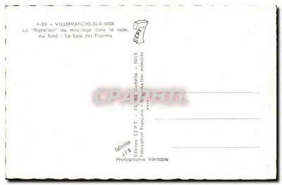 Le Richelieu — ao ancoradouro na enseada — Villefranche-sur-Mer, SEPT — Verso