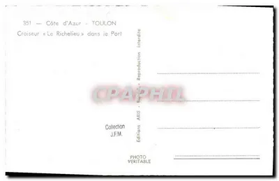 Krążownik « Le Richelieu » w Portowym — Toulon — Wydawnictwo ARIS — Rewers