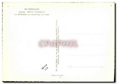O Richelieu — ao amarrar no porto — Ed. d'Art REMA, Quimper — Verso