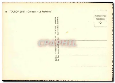 Toulon (Var) - Cruizer "Le Richelieu" — Edição G. Gandini, Marselha — Verso