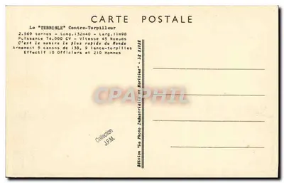TERRIBLE — Kontrowalczownia — Wydawnictwo "La Photo Industrielle et Maritime" — J.F.M. — Rewers