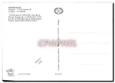 Tourville — Fragata — Editor J.F.M. n° 83.137 — Reverso