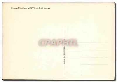 Contre-Torpilleur VOLTA — navire de guerre — éditeur HÉLIO M. LESCUYER — n° de série non visible — Verso